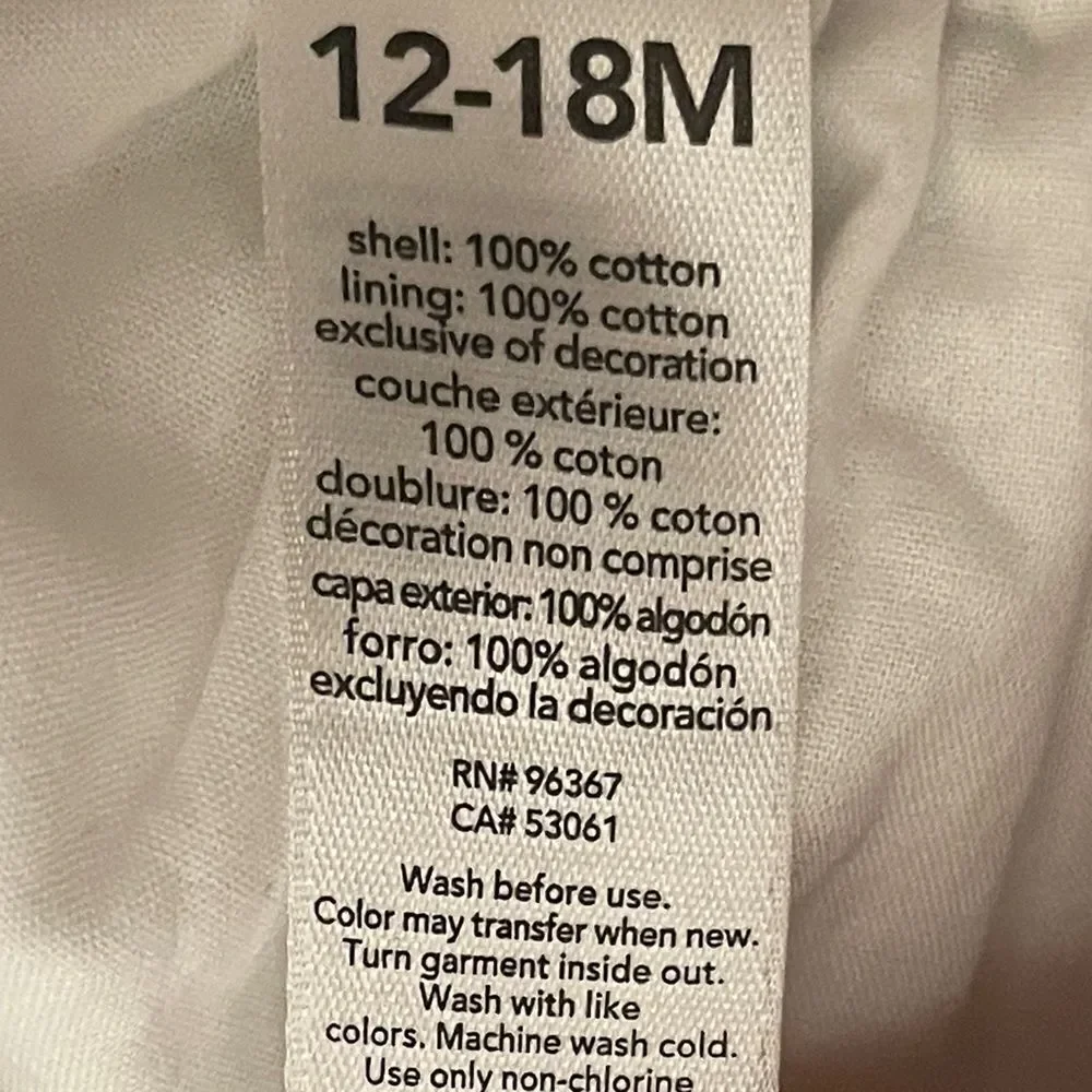 Oshkosh Baby Girls Sleeveless Jumper Cotton Blue Denim and White Size 12-18 Mos